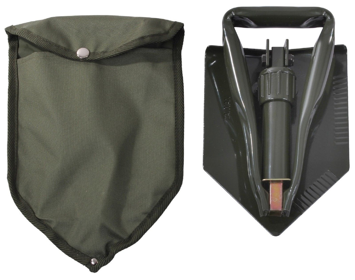 Olive Drab Tri-Fold Shovel For Camping & Hiking With Cover - 9" Folding