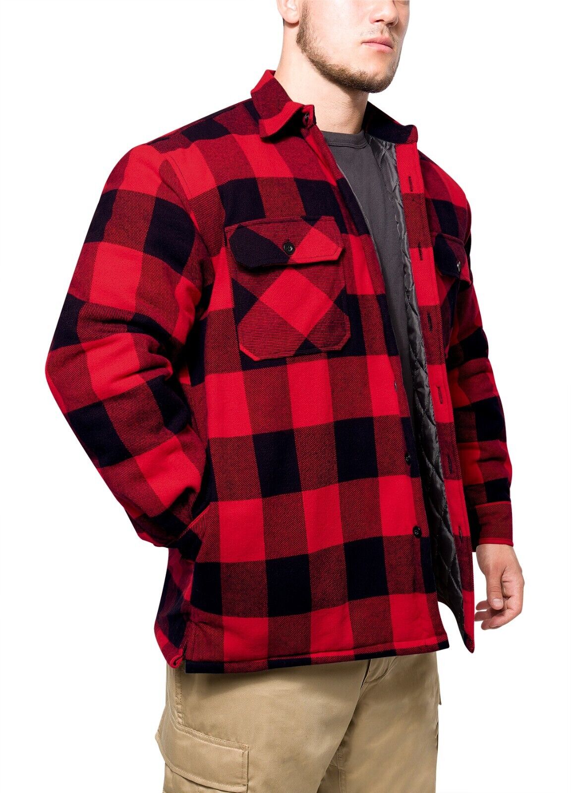 Men's Red Buffalo Plaid Quilt Lined Jacket - Rothco Flannel