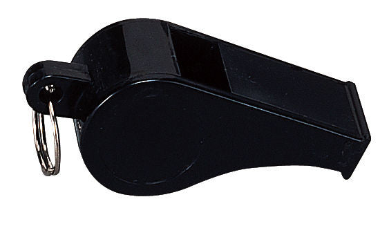 Black Plastic Police Style Whistle - Basic Design Great For Referee, Coach, Security