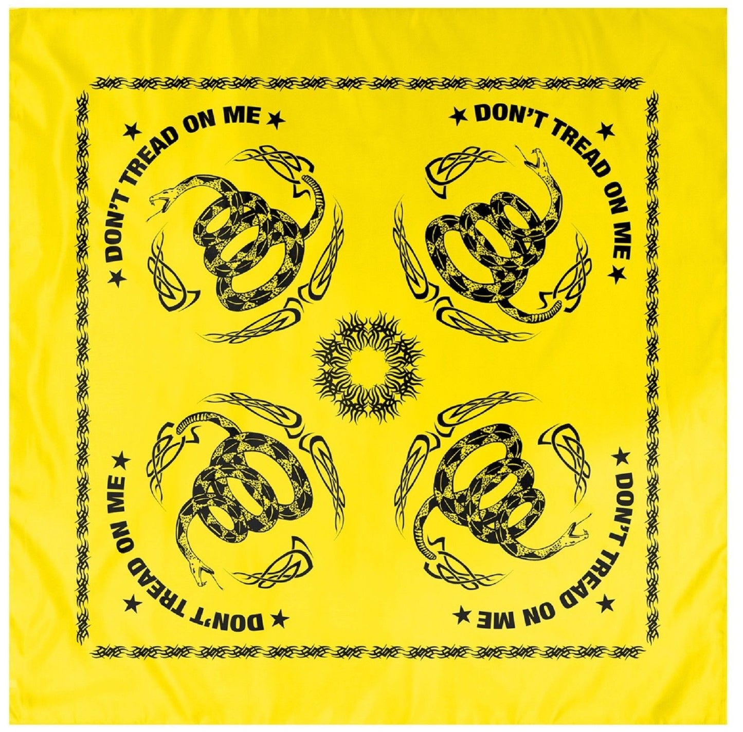 22"x22" Yellow & Black Gadsden Snake "Don't Tread On Me" Bandana Cotton Headwrap