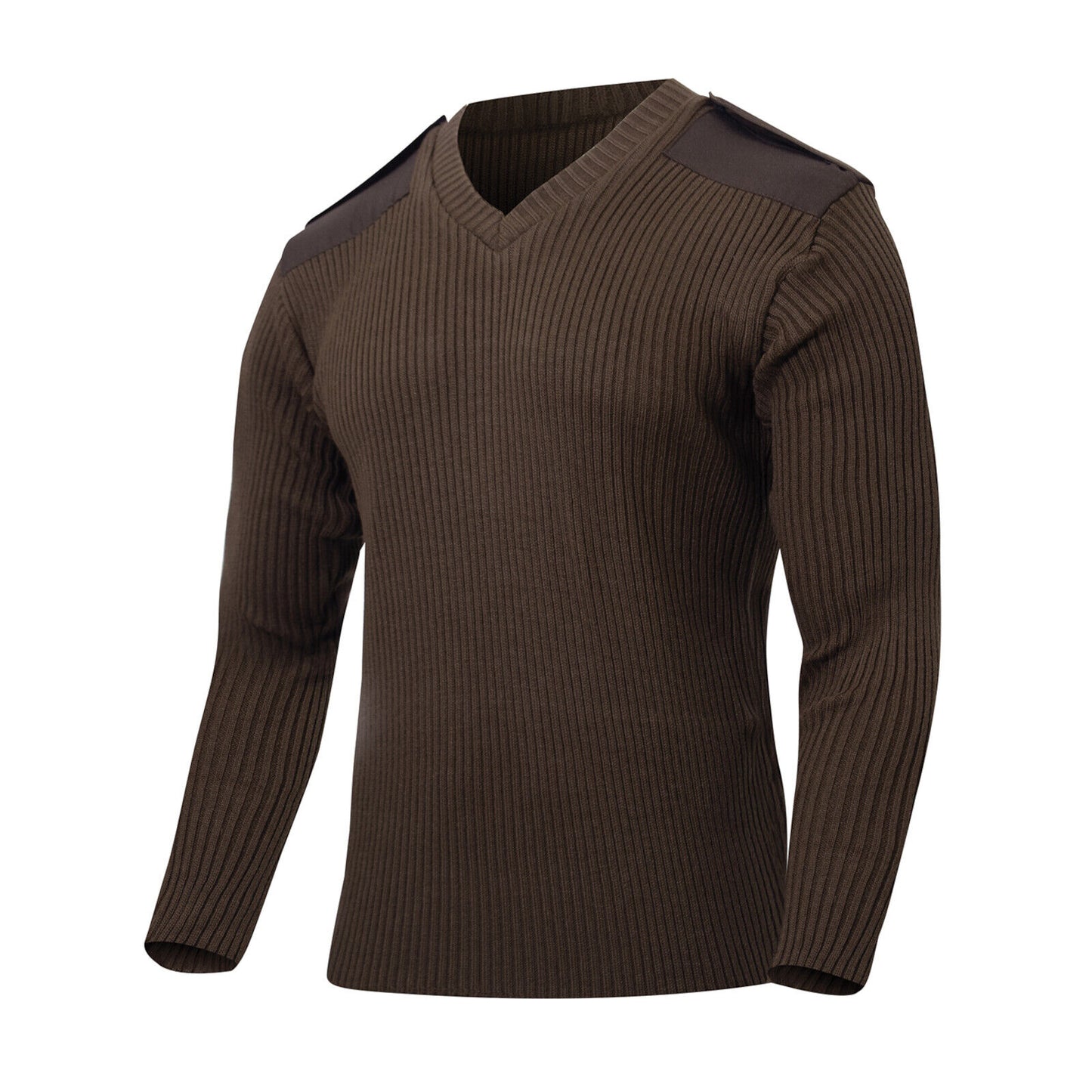 Men's GI Style Brown V-Neck Acrylic Sweater