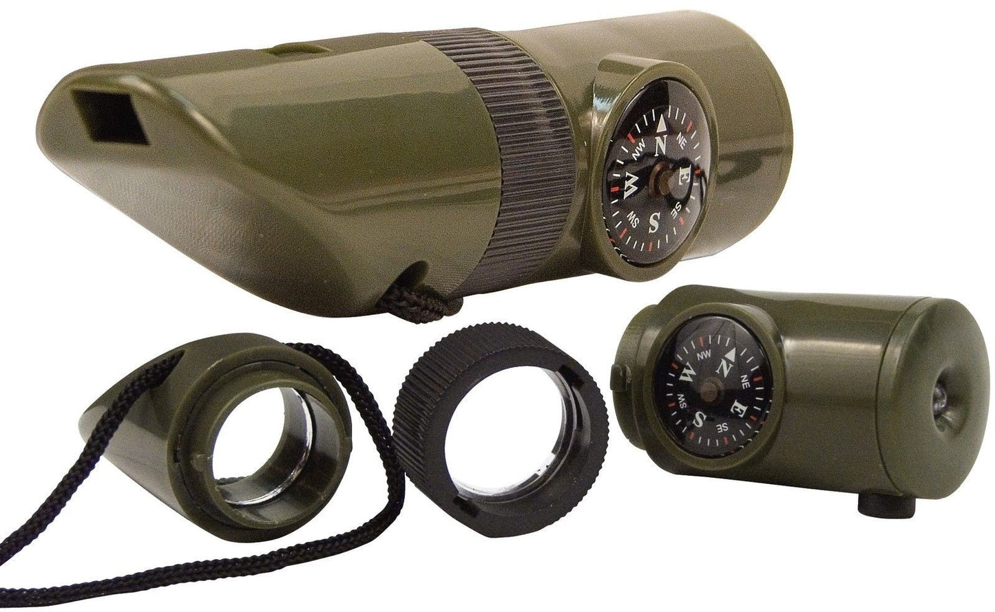 6-in-1 LED Survival Whistle Safety Kit Multi-Functional Emergency Camping Gear