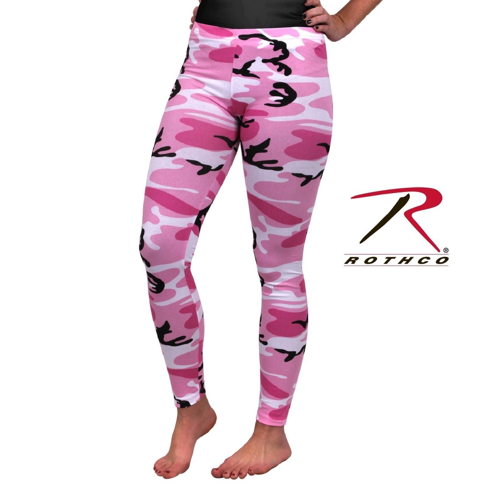 Pink Camo Women's Leggings - Womens Cotton Spandex Camouflage Yoga