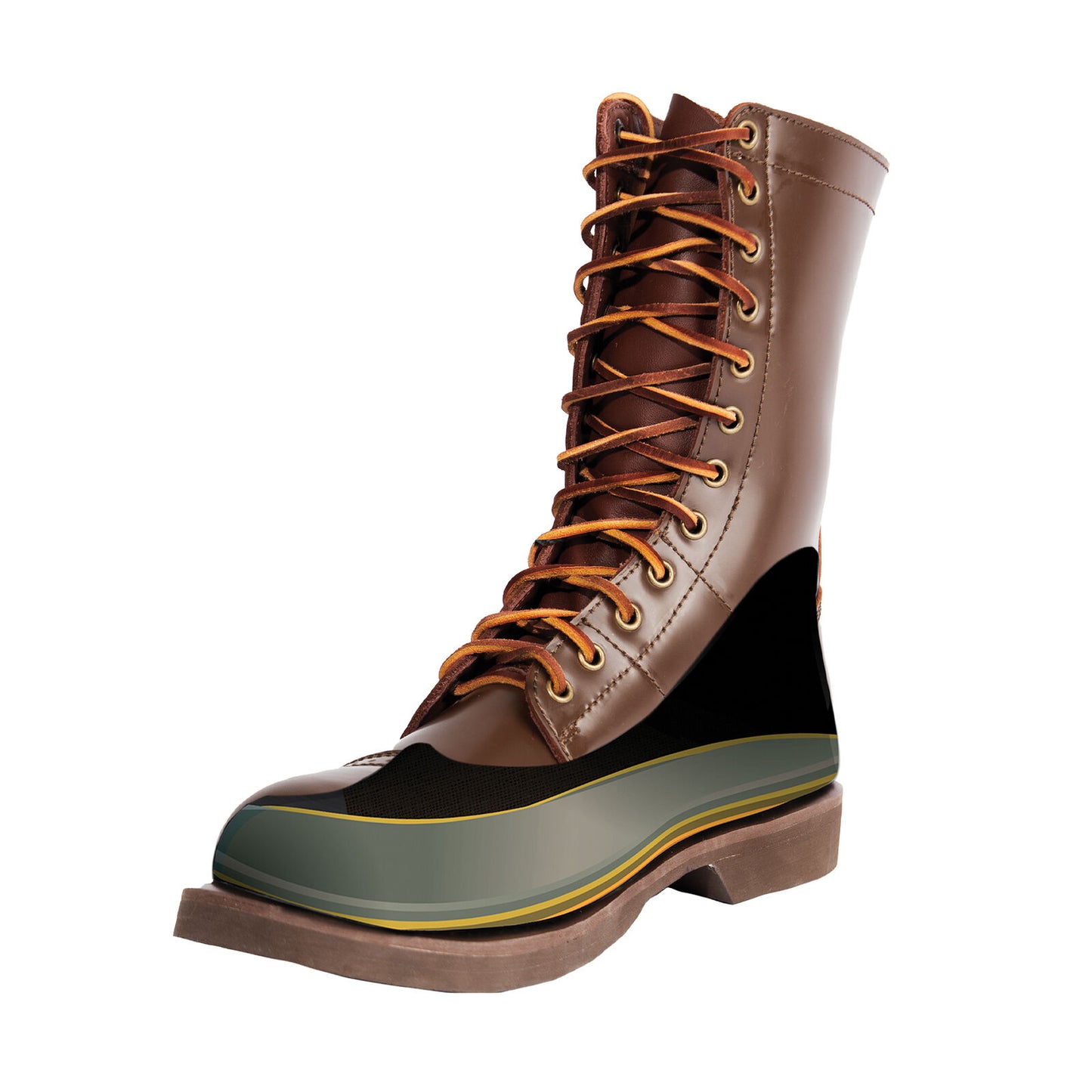 Men's 10 Inch Brown Leather Jump Boot - Army Style Tactical Boots