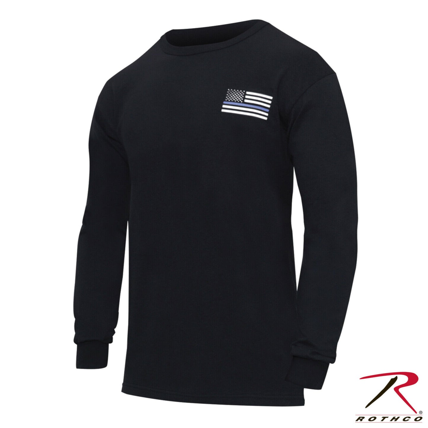 Rothco Thin Blue Line 'Honor and Respect' T-Shirt - Men's Black Long Sleeve Tee