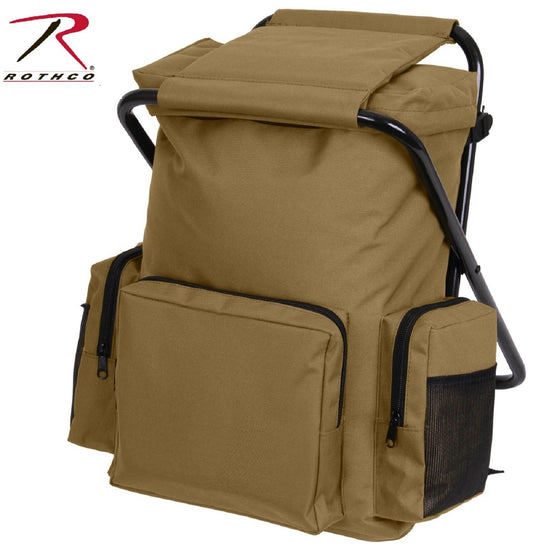Coyote Brown Backpack Stool Combo Pack - Rothco Hunting & Outdoor Bag & Seat
