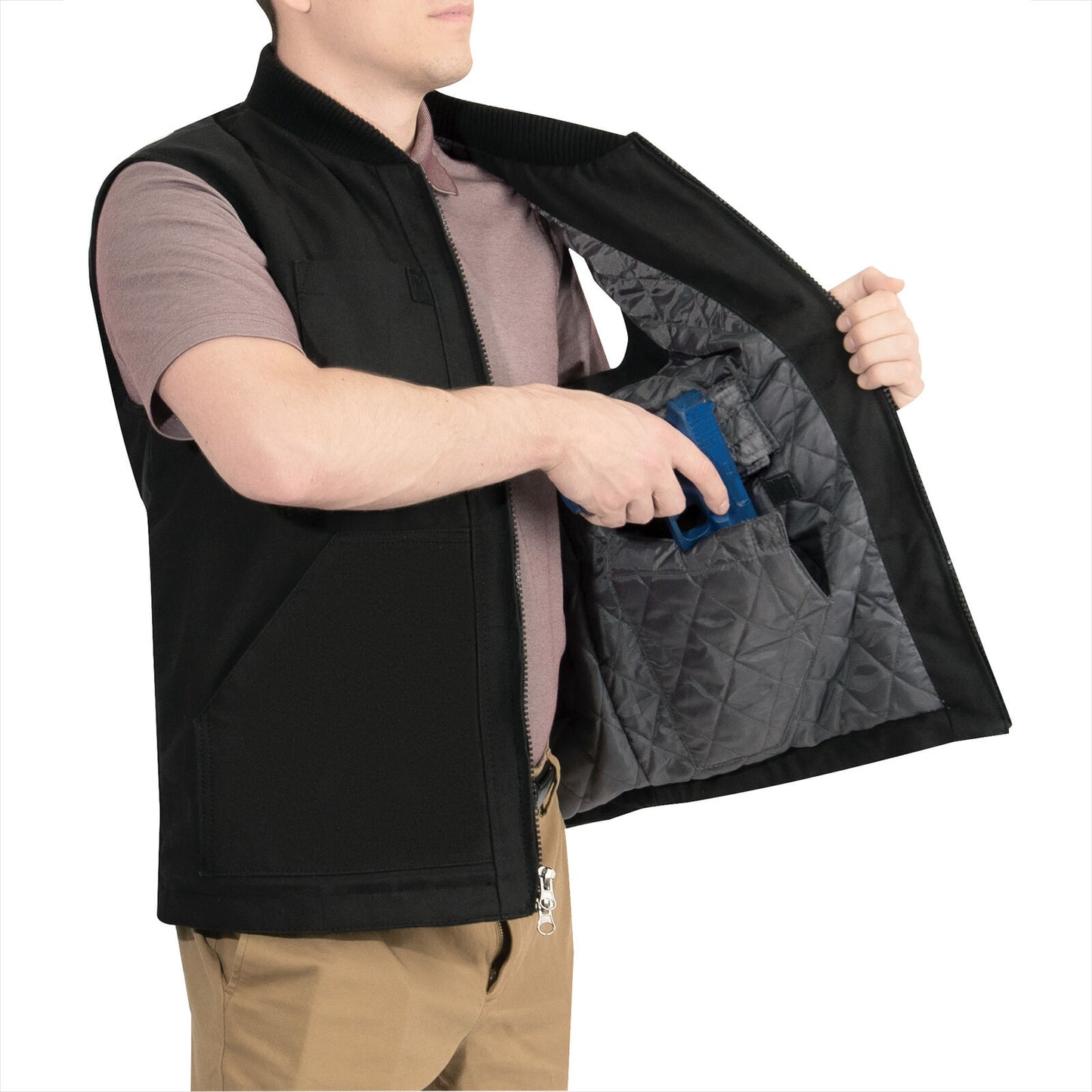 Concealed Carry Backwoods Canvas Vest Men's Black Tactical Vest