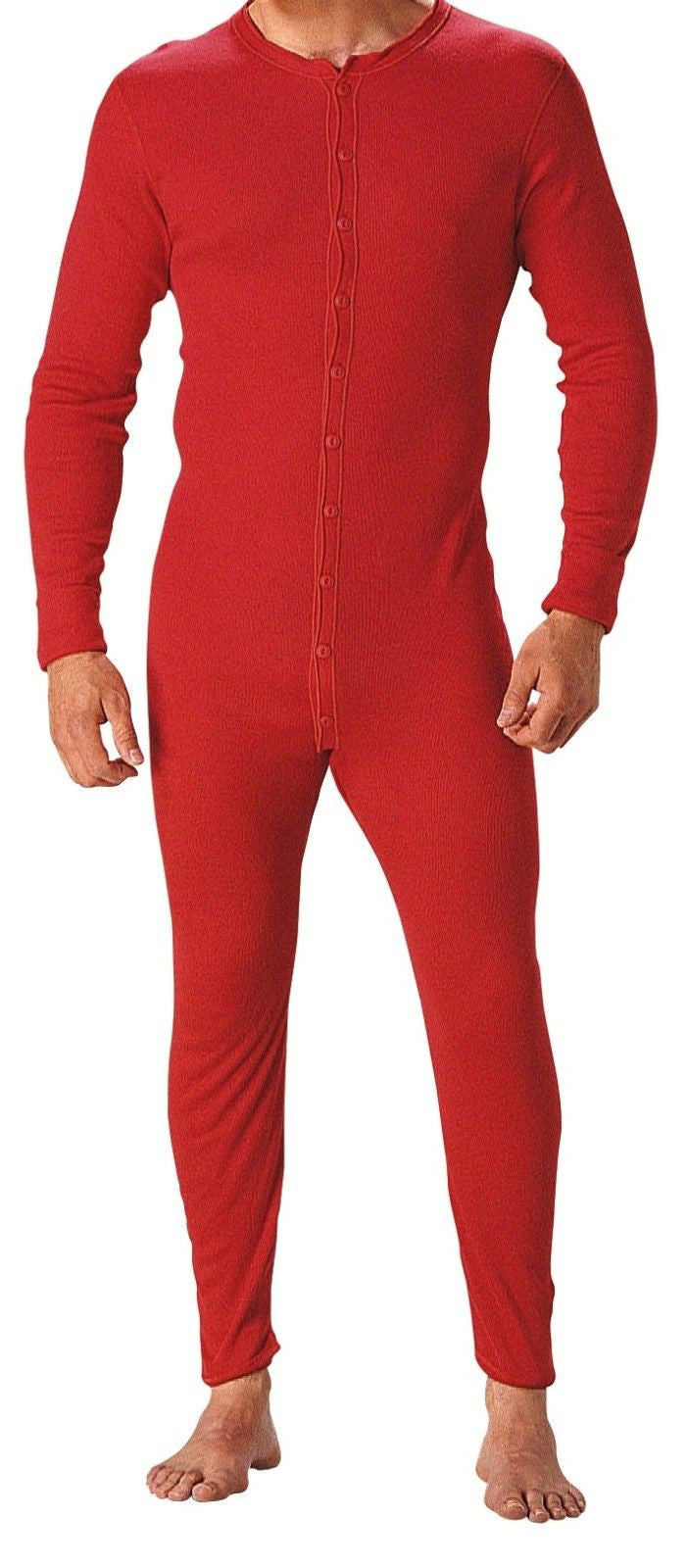 The Original Red Union Suit 100% Cotton One Piece Coverall / Long John  Underwear