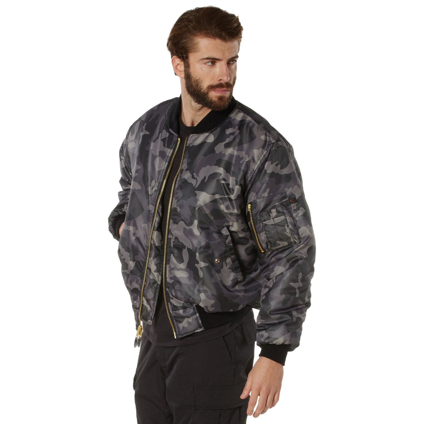 Rothco Black Camo MA-1 Army Reversible Flight Jacket