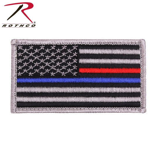 Rothco Thin Blue Line & Thin Red Line US Flag Patch With Hook Back 1 7/8 X 3 3/8