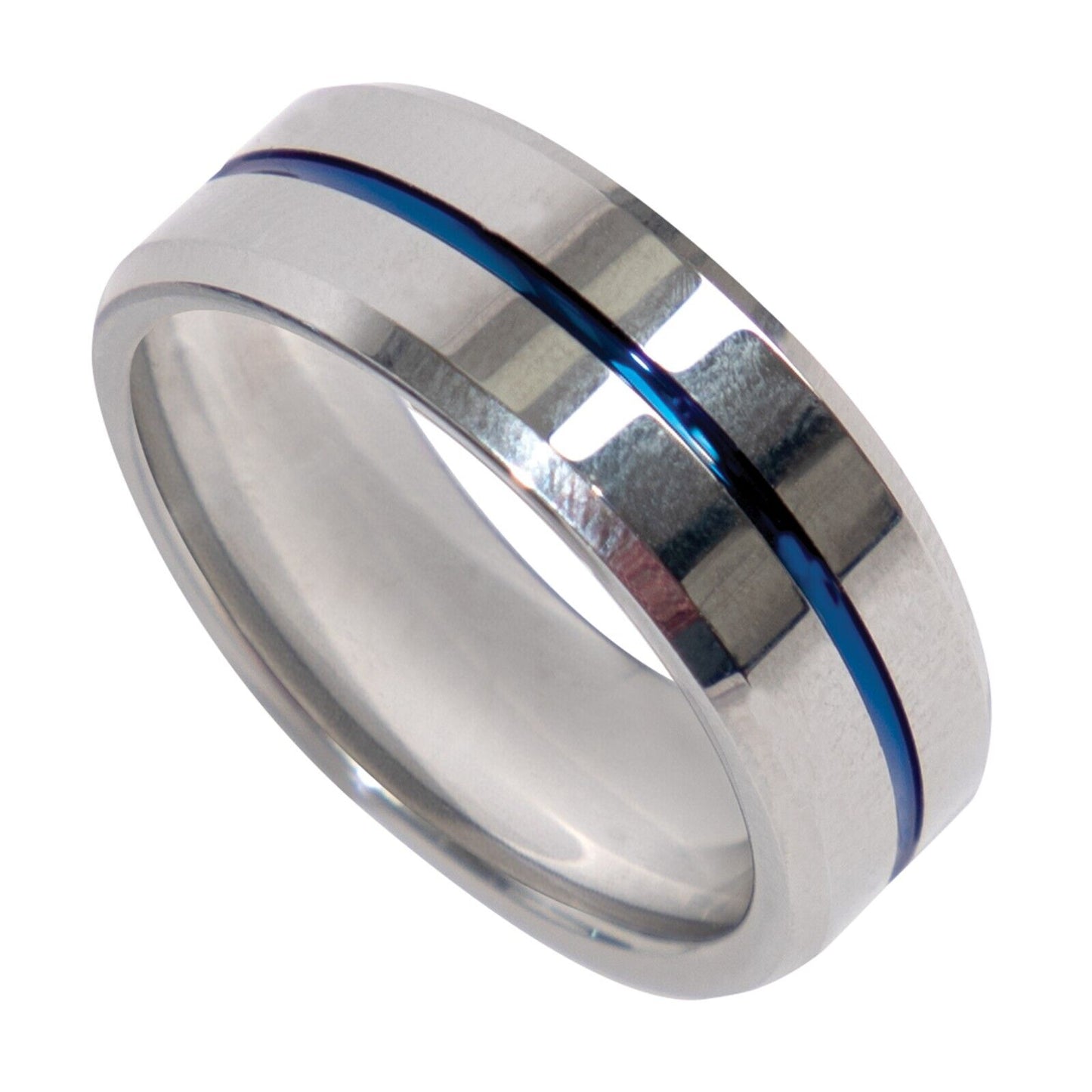 Tungsten Carbide Thin Blue Line Wedding Ring