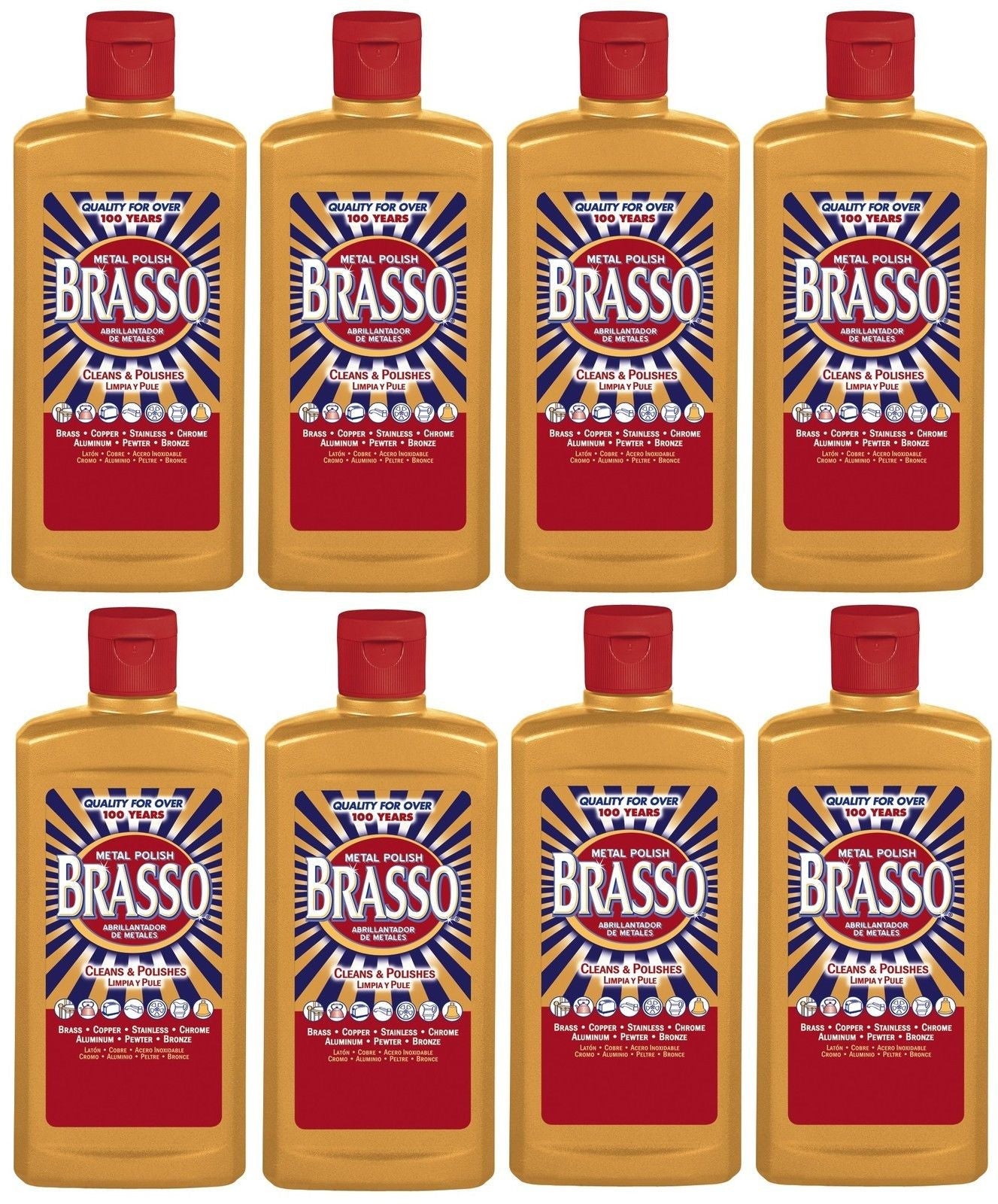 Brasso Metal Polish 8 Pack - Clean & Polish Brass, Copper, Steel, Chrome & More!