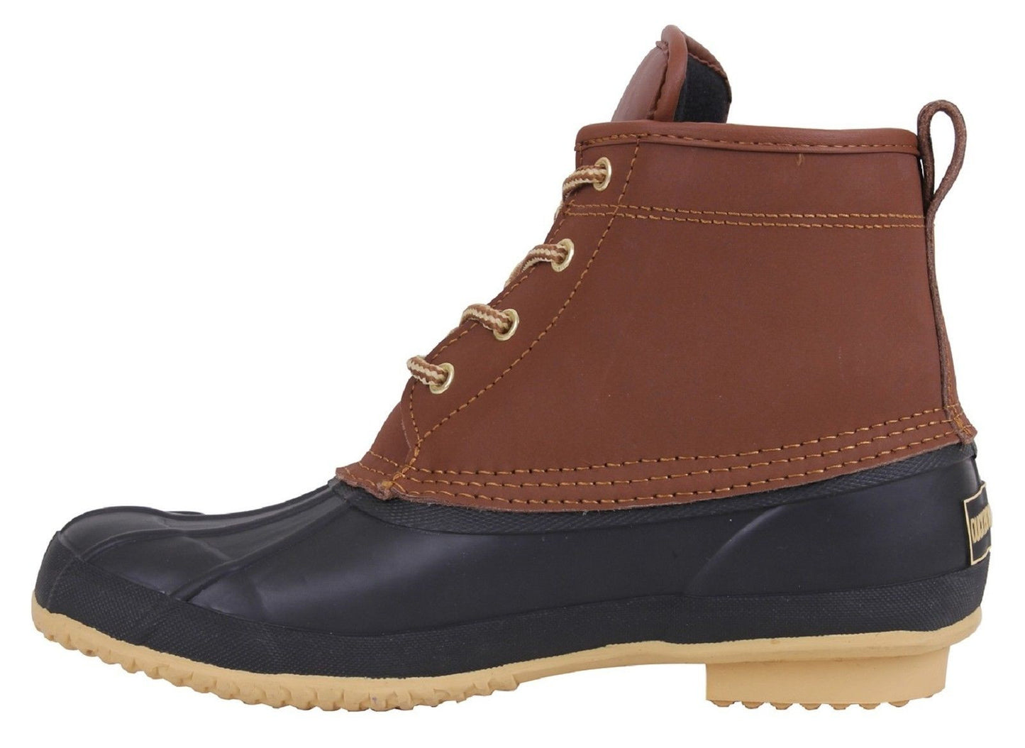Waterproof Leather Duck Boots - 6" Brown & Black All Weather Rain Boots