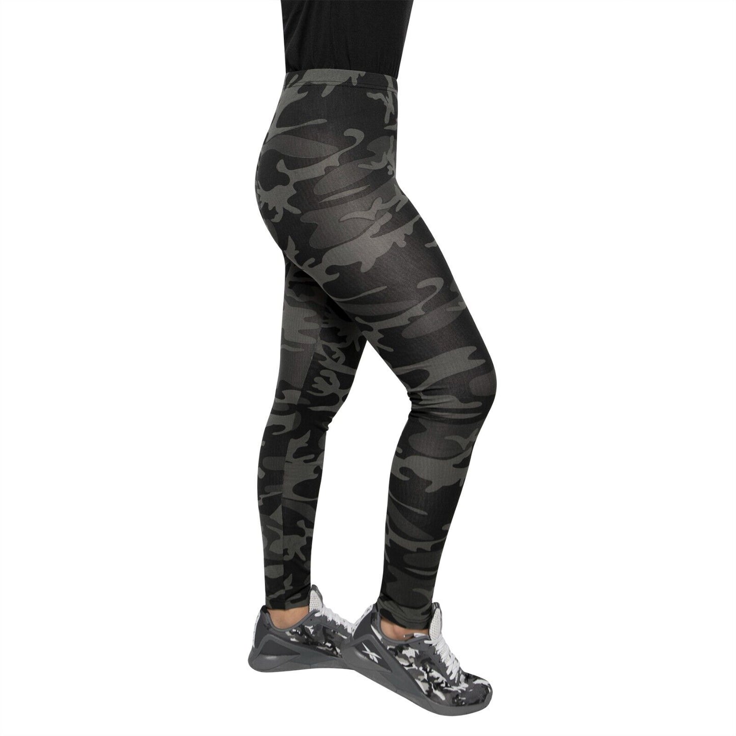 Womens Black Camo Leggings Super Soft Form Fitting