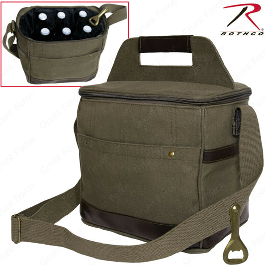Rothco Canvas & Leather Insulated Travel Cooler Bag - Perfect For Soda Beer Food