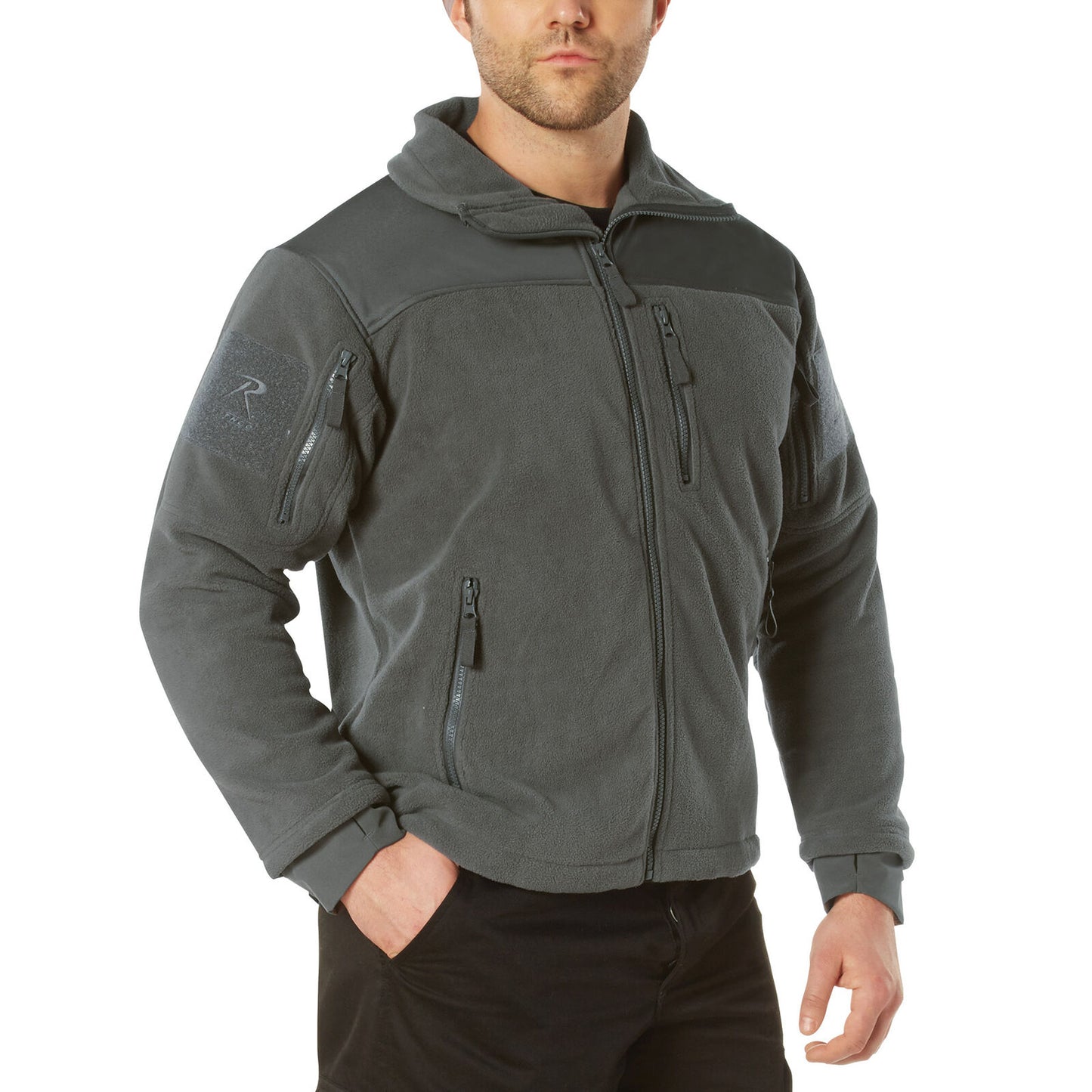 Men's Charcoal Grey Spec Ops Tactical Fleece Jacket With Thermal Insulation