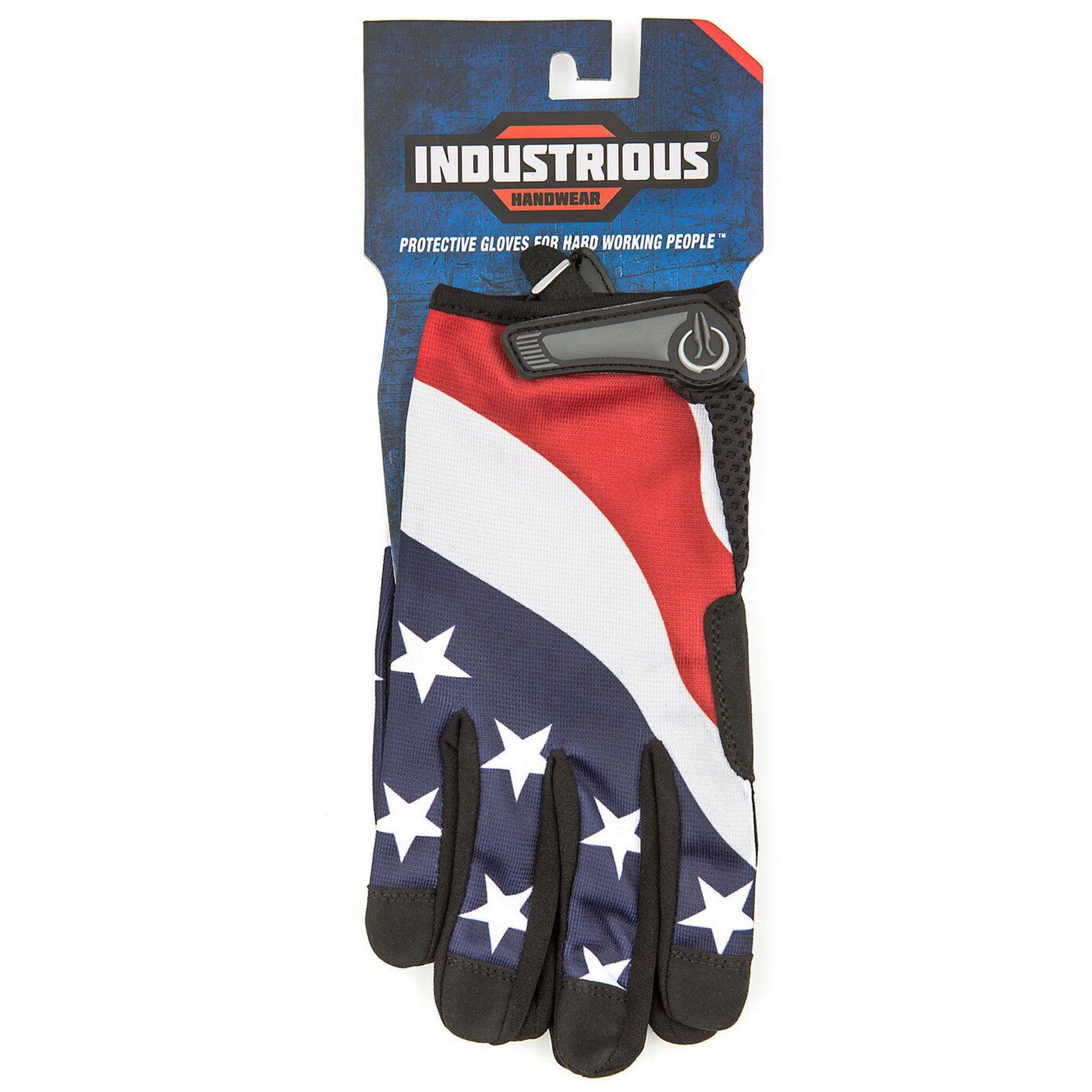 Industrious Handwear Black Full Finger American Flag Gloves - US Flag Work Glove
