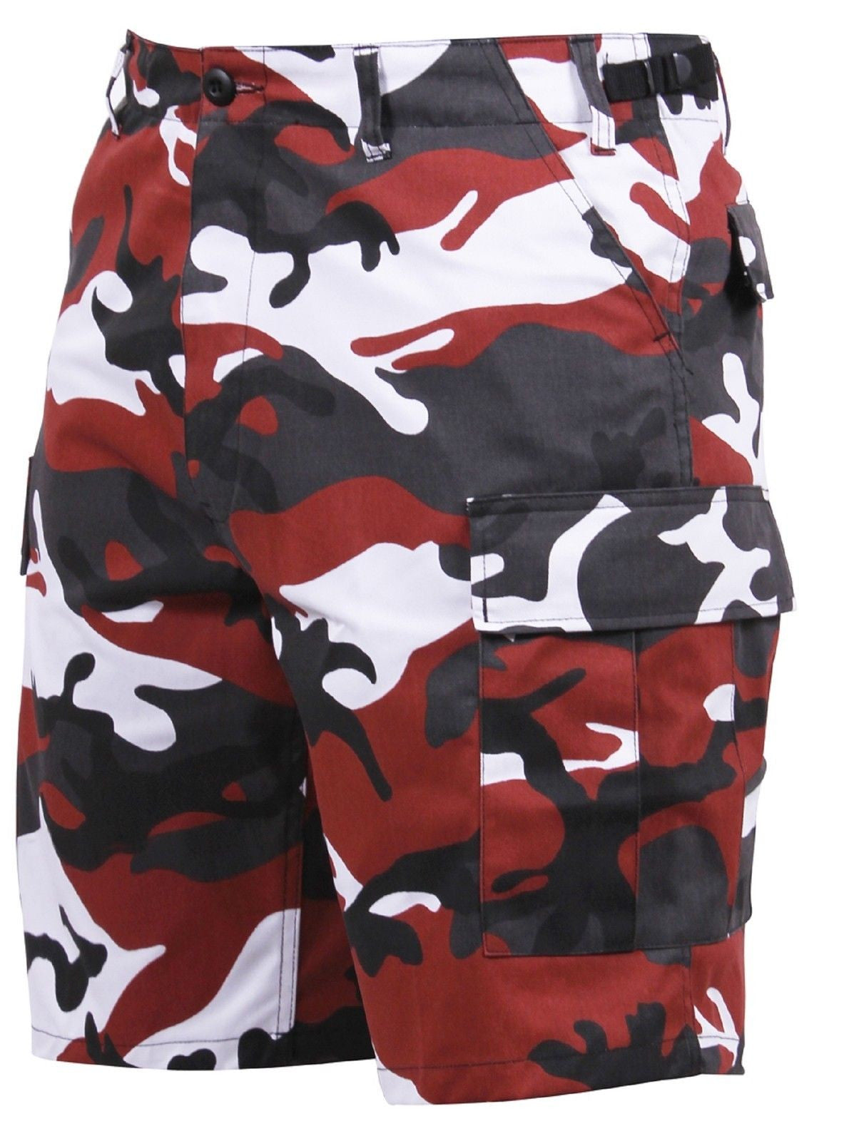 Men's Red Camouflage BDU Cargo Shorts - Black, Red & White Camo Shorts