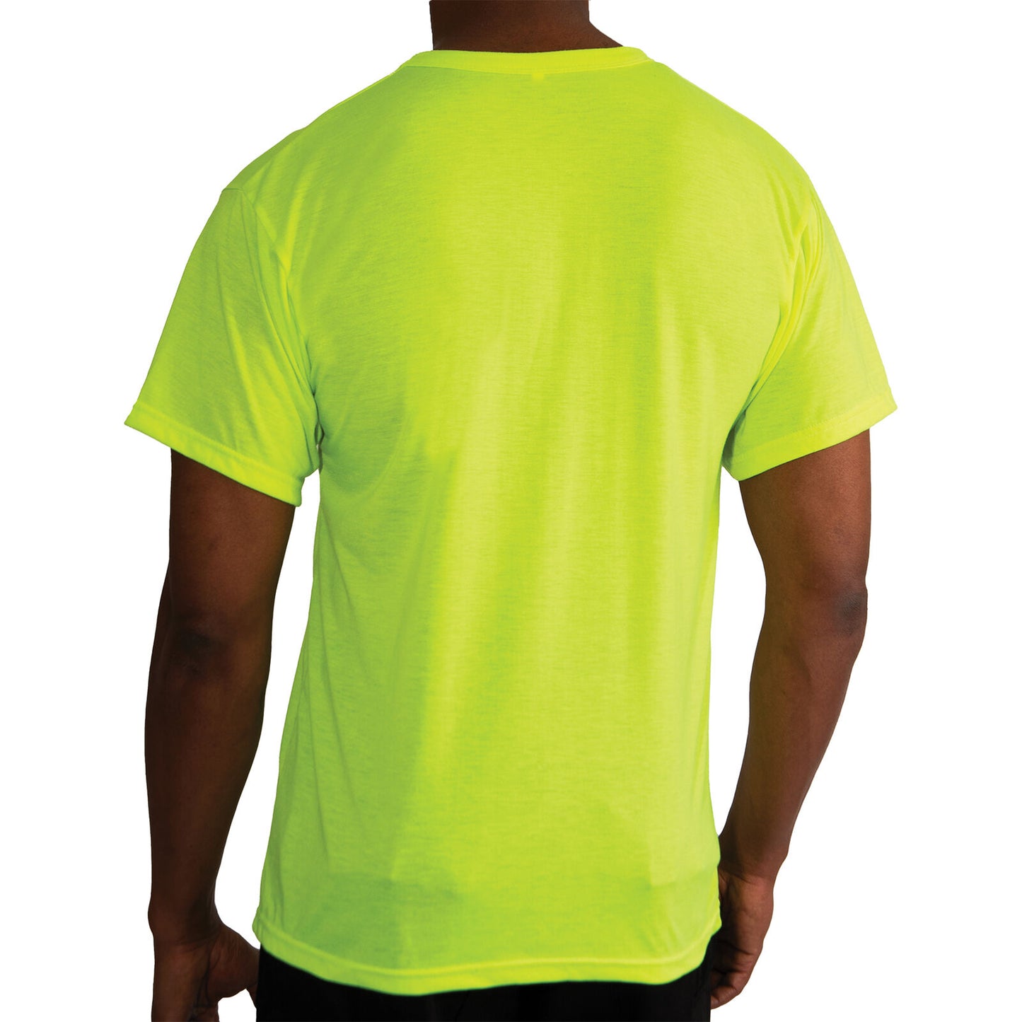 Men's Safety Green Moisture Wicking Short Sleeve T-Shirt With Chest Pocket