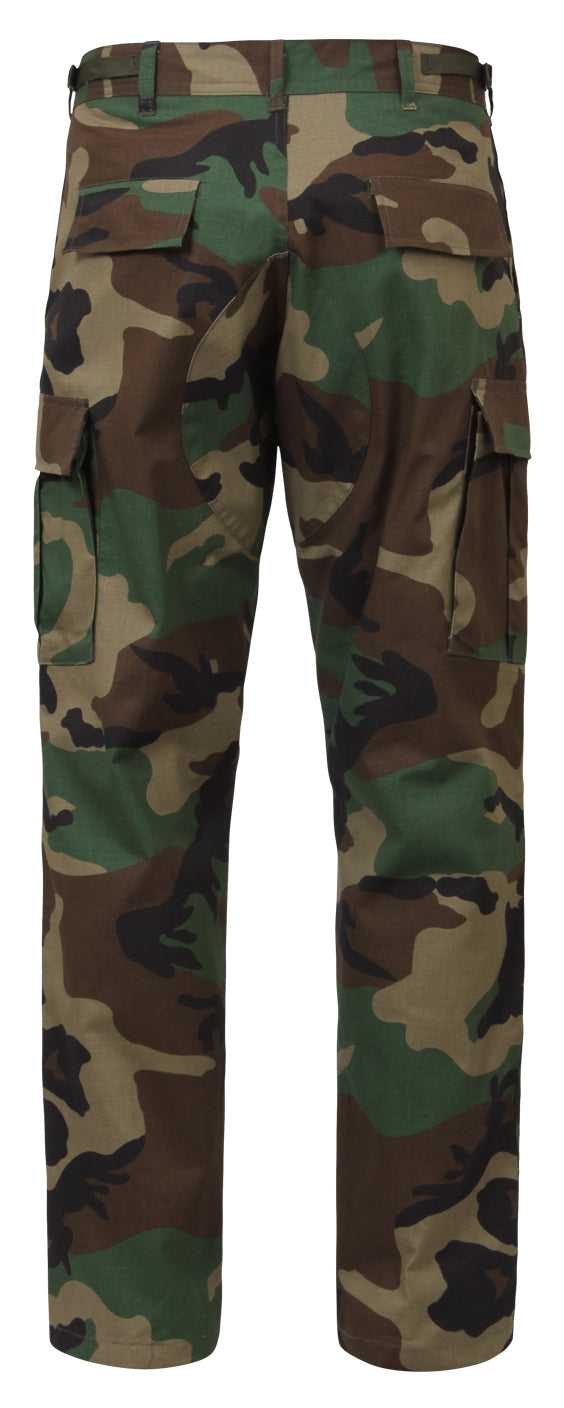 Mens Woodland Camouflage Rip-Stop Cotton BDU Cargo Pants
