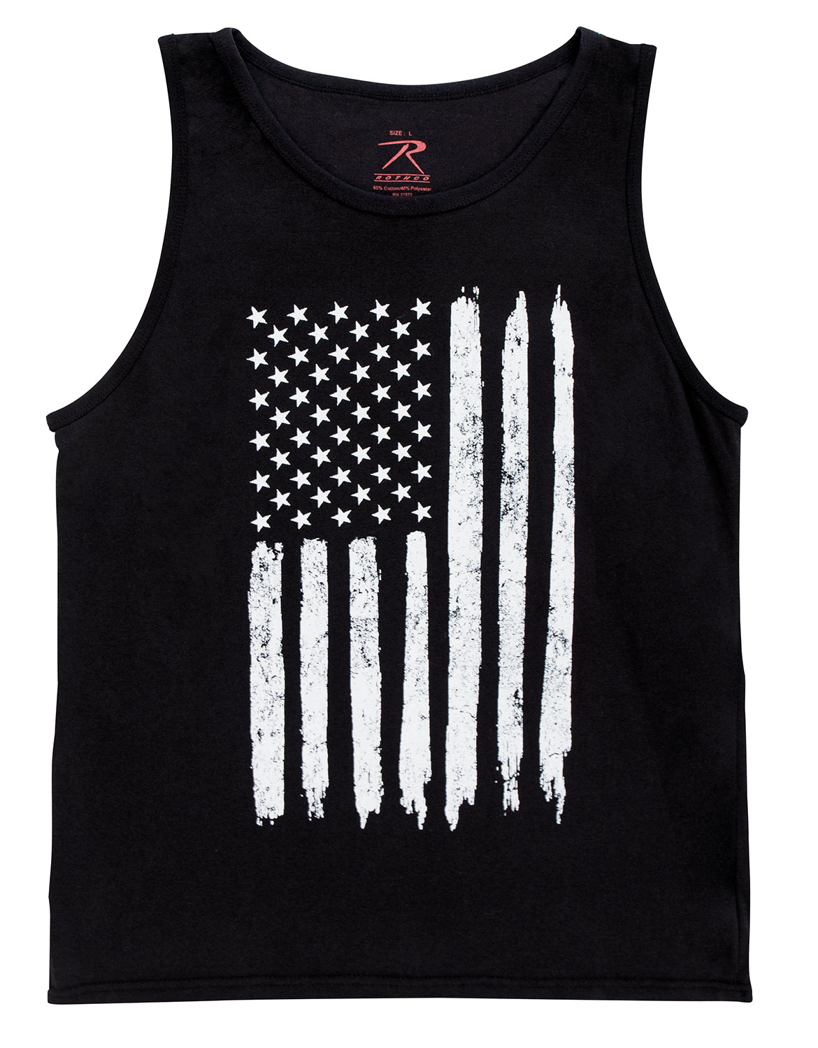 Rothco Men's Black Tank Top w/ Vertical Distressed US Flag