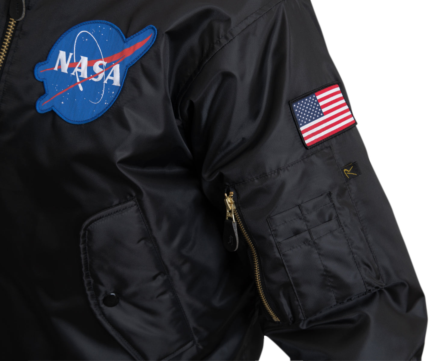 Reversible MA-1 Flight Jacket in Black With NASA Patches