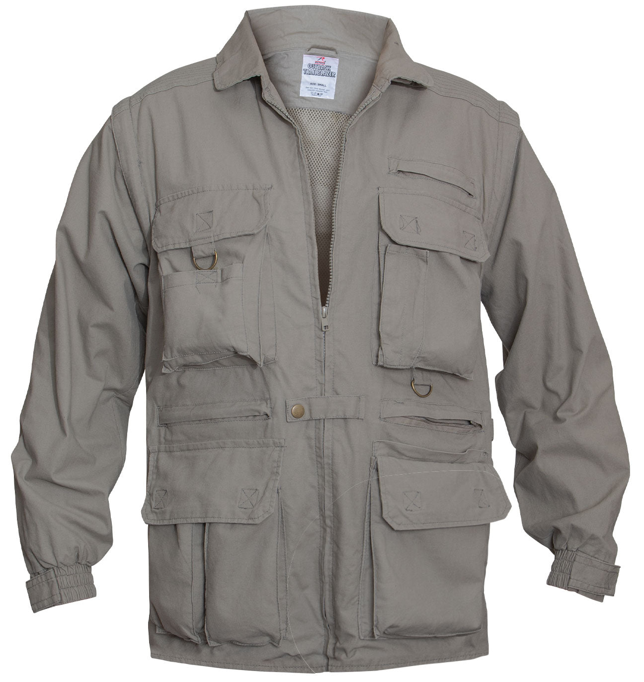 Khaki Safari Outback Convertible Vest Jacket - Fishing Vest w/ Zip