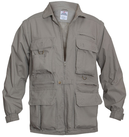 Khaki Safari Outback Convertible Vest Jacket - Fishing Vest w/ Zip-Off Sleeves