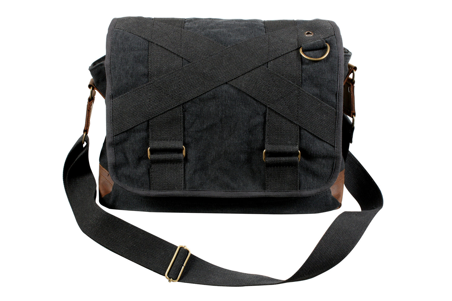 Vintage Outback Messenger Bags - Canvas Book Bags Schoolbag w/ Leather