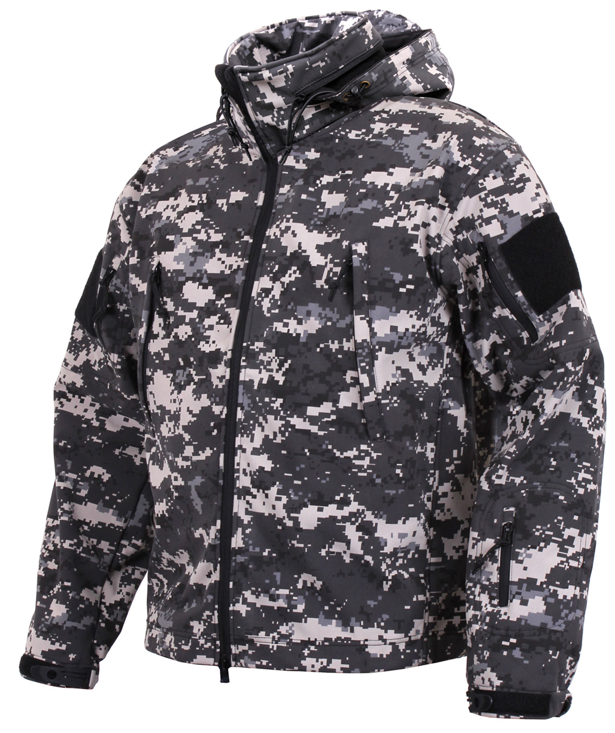 Black & Gray Subdued Urban Digital Special Ops Softshell Tactical Jacket Coat