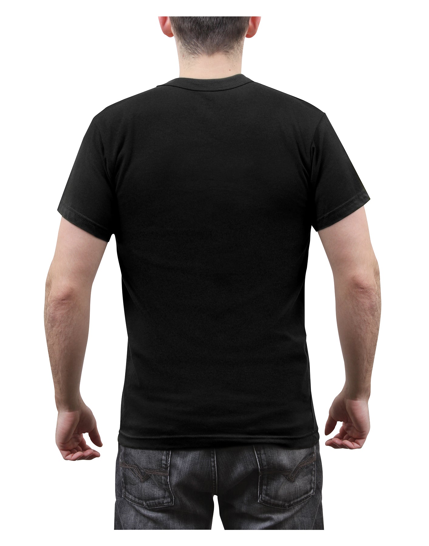 Black Thin Red Line Firefighters Tee Shirt - Mens Short Sleeve Firemans T-Shirt