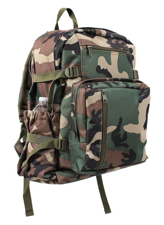 Camouflage MOLLE Backpack -Woodland Camo School Bag Versatile Polyester Knapsack