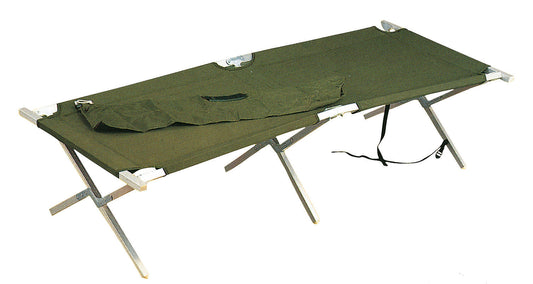 G.I. Type Aluminum Folding Sleeping Cot w/ Case - Olive Drab - 300 lb Capacity