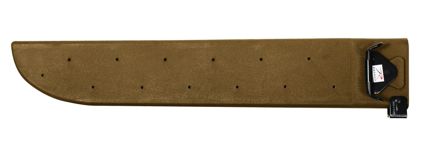 Coyote Brown Plastic 18" Machete Sheath G.I. Type Blade Cover With Built In Sharpener