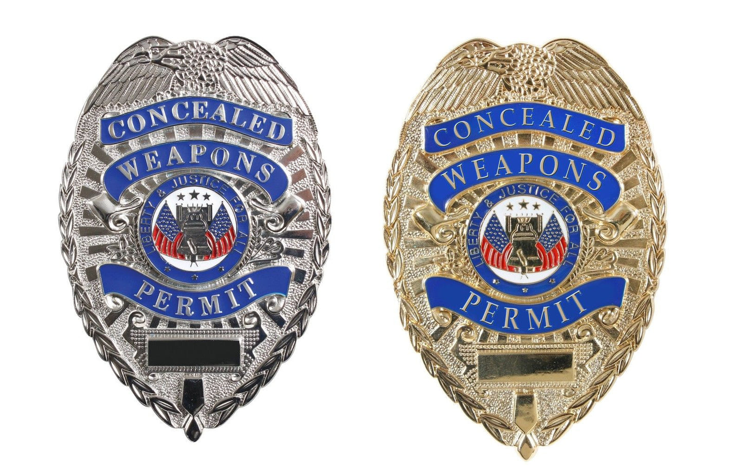 Deluxe Badge - 'Concealed Permit' - Nickel Silver or Gold Plating