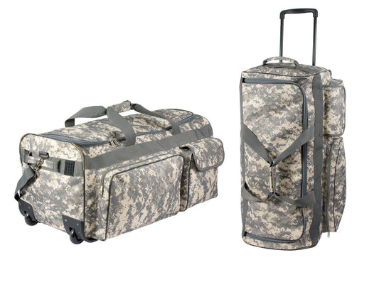 ACU Digital Camouflage Travel Expedition Bag w/ Wheels Polyester Luggage Bag