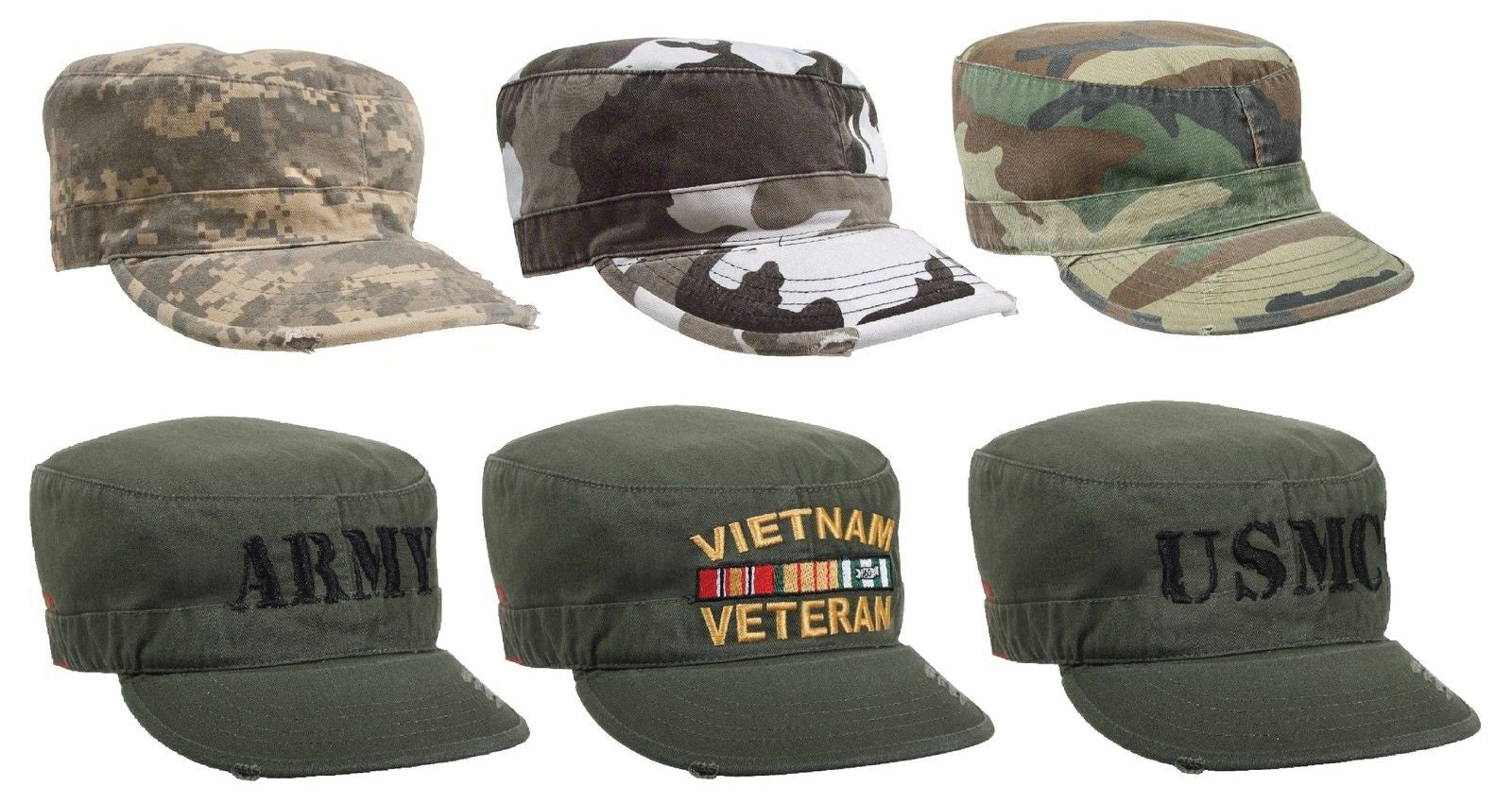 Men s Vintage Fatigue Caps Usmc Army Camouflage Camo Fatigued Hats Grunt Force