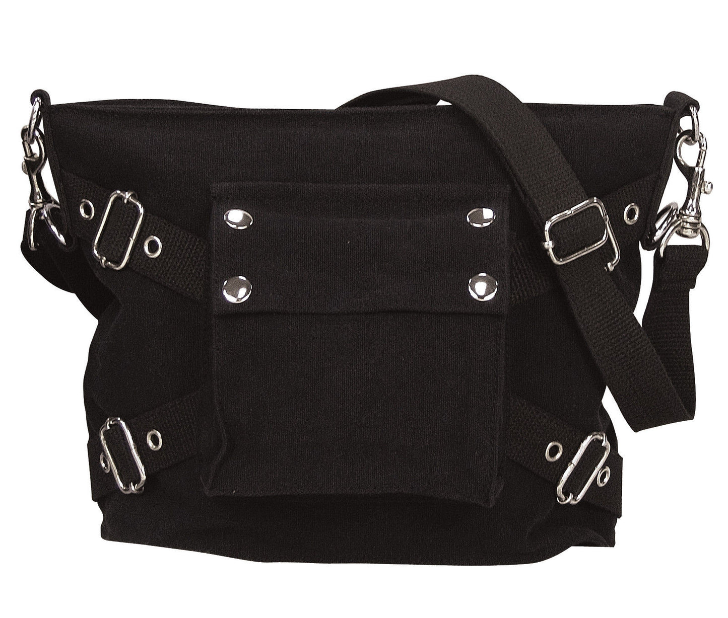 Women's Black Vintage 1-Pocket HandBag - Cotton Canvas Gothic Purse