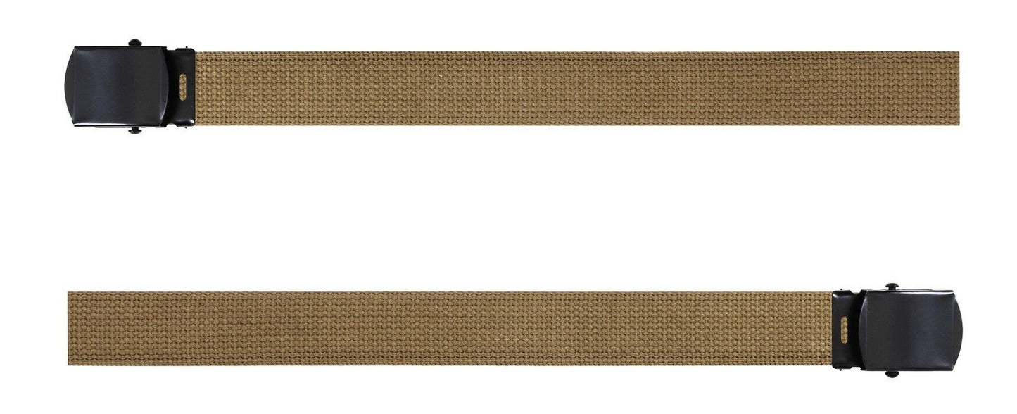 Coyote Brown Cotton Belt 1.25" Wide w/ Black Buckle Mocha Dark Tan