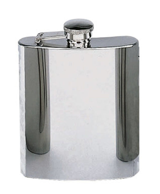 Stainless Steel Flask - 8oz Silver Plain Alcohol Flask - Steel Collar