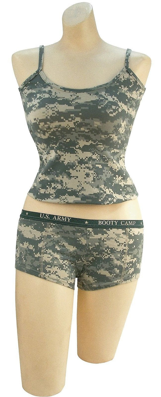 Womens Booty Camp Shorts Camouflage Underwear Panties & Sexy Tanktop