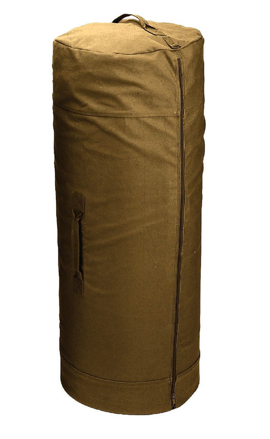 Coyote Brown Duffle Bags - Canvas Zipper Duffle Travel Gear Bag w/ D-Rings