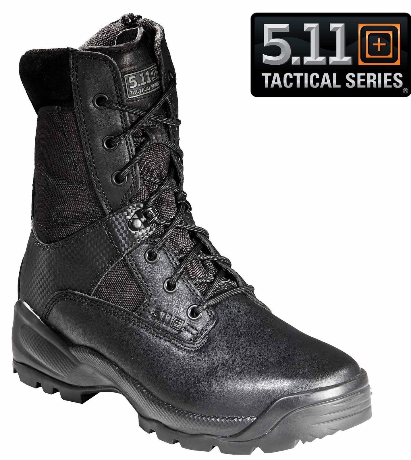 5.11 Tactical Womens 8" Black ATAC Side Zip Work Boots Womans Field Duty Boot