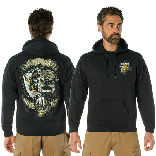 Black Ink U.S.M.C. Bulldog Hooded Pullover Sweatshirt