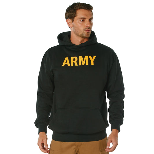 Mens ARMY Pullover Hoodie Black Lightweight Hooded Sweatshirt