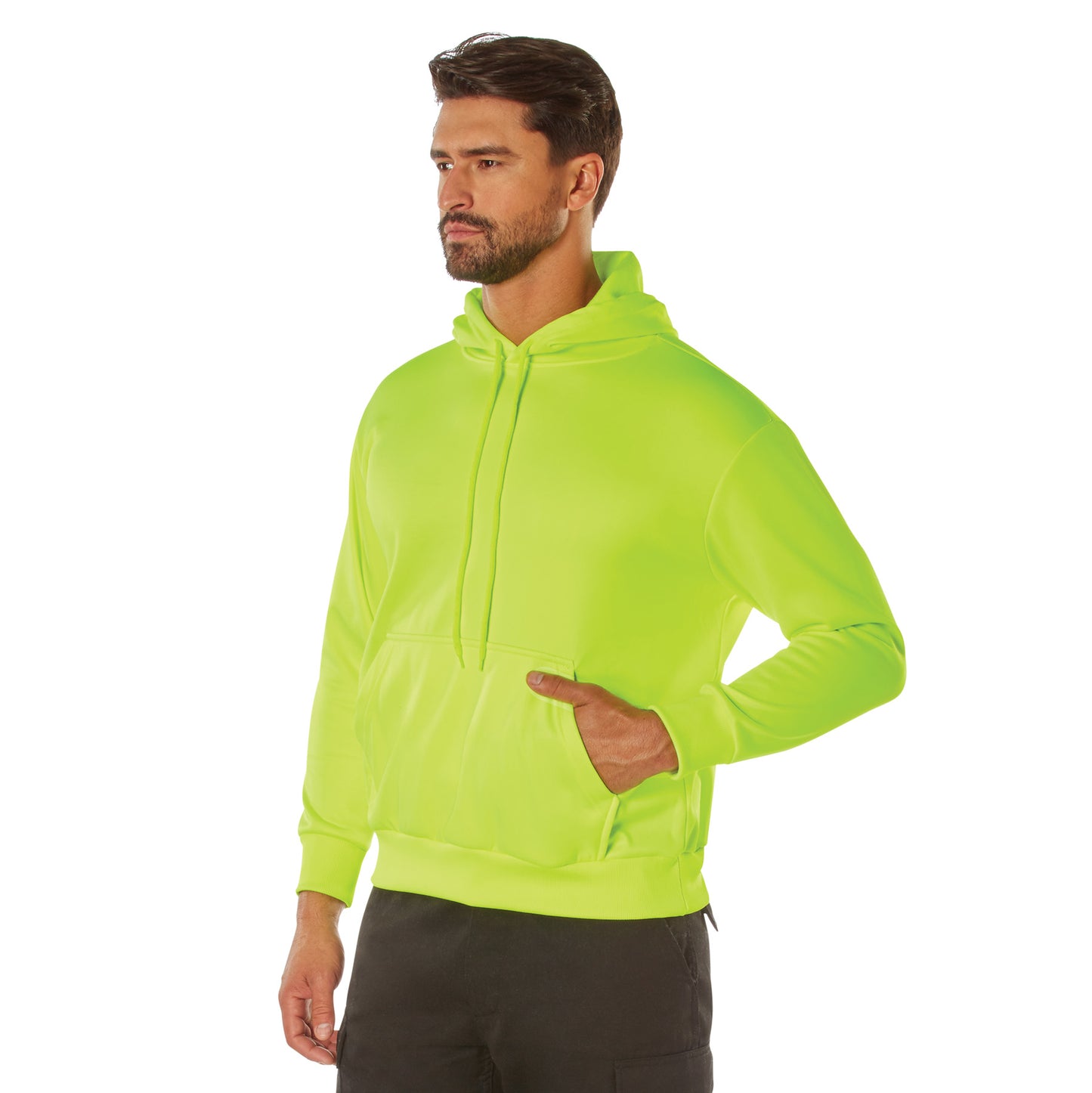 Mens Safety Green High-Vis Performance Hoodie Pullover Sweatshirt