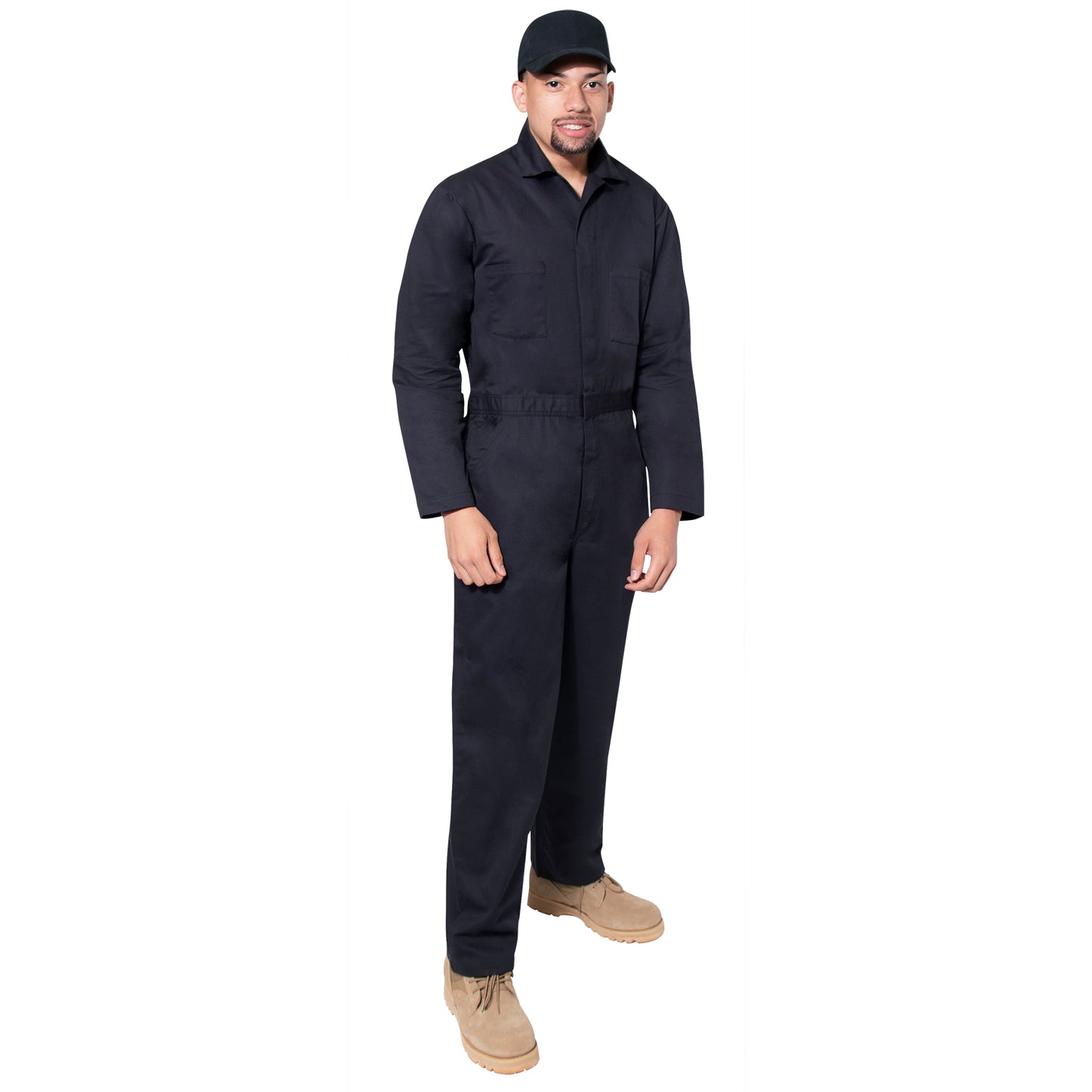 Men's Black or Midnight Navy Blue Workwear Coverall Mechanic Jumpsuit Uniform