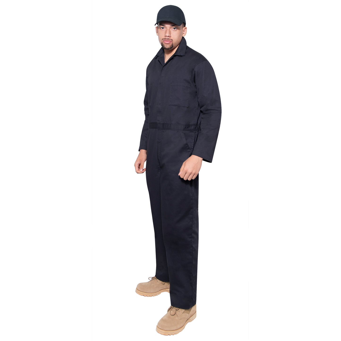 Men's Black or Midnight Navy Blue Workwear Coverall Mechanic Jumpsuit Uniform