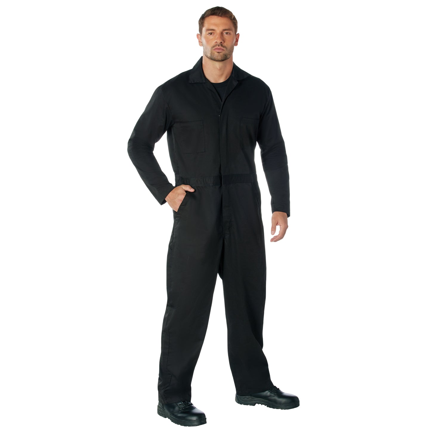 Men's Black or Midnight Navy Blue Workwear Coverall Mechanic Jumpsuit Uniform