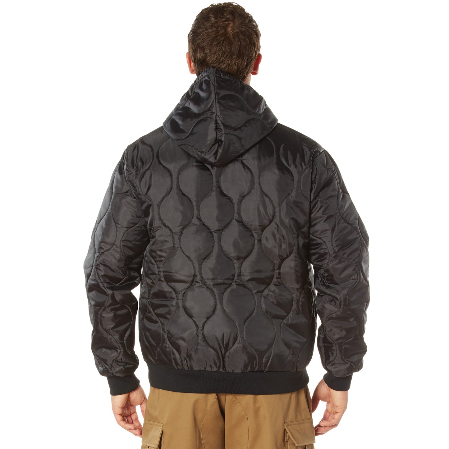 Men's Quilted Woobie Hoodie Sweatshirt With US Flag Patch
